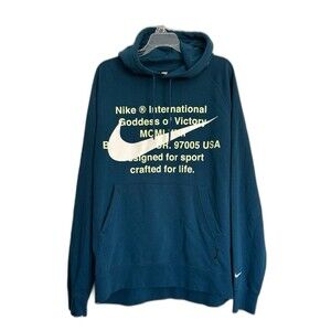 Nike International Goddess Of Victory Pullover Hooded Sweatshirt Blue Size XL